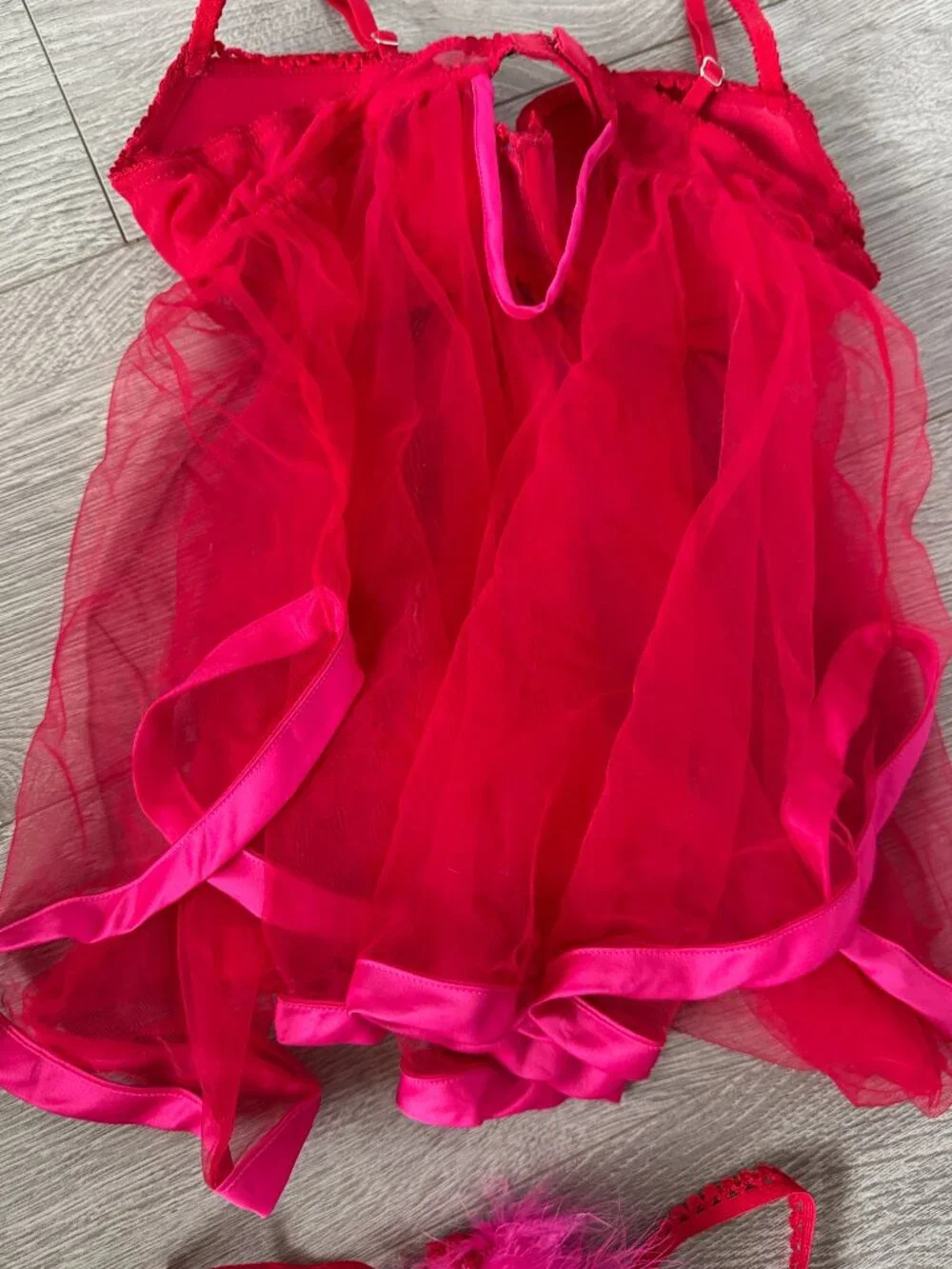 Victoria’s Secret Sexy Little Things Hot Pink Babydoll & Open Crotch Panty Set - Picture 8 of 13